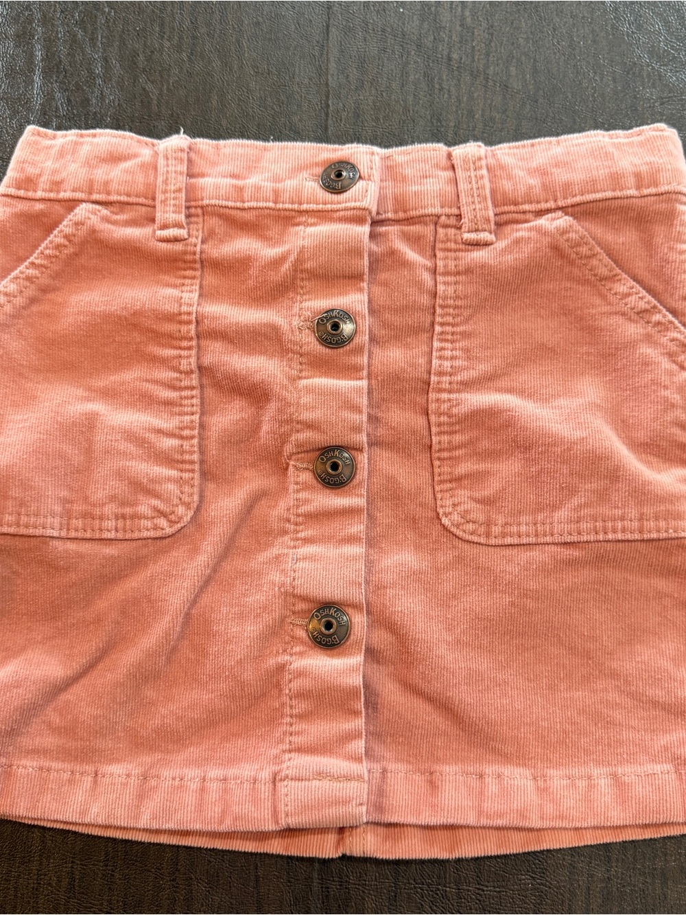 OshKosh B'gosh Girls Pink Corduroy Button-Front Mini Skirt Sz 6/6x